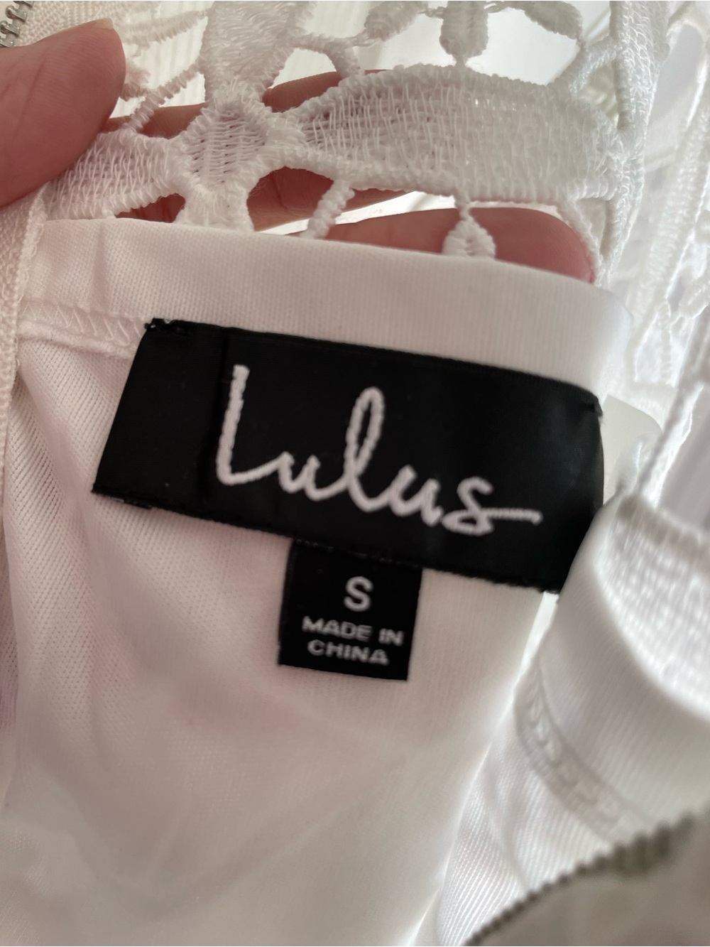 NWT Lulu's White Crochet Halter Dress - Picture 3 of 4